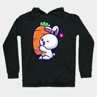 Cute Rabbit Holding Carrot Cartoon Hoodie